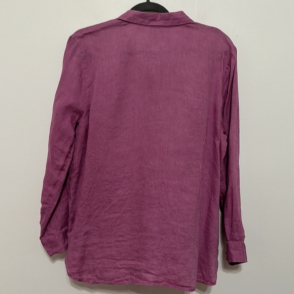 J. Jill Linen Button Front Purple Blouse Size M - Picture 4 of 7